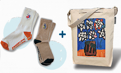 捐款禮5000元贈組合款（襪子雙色組+文創帆布包）